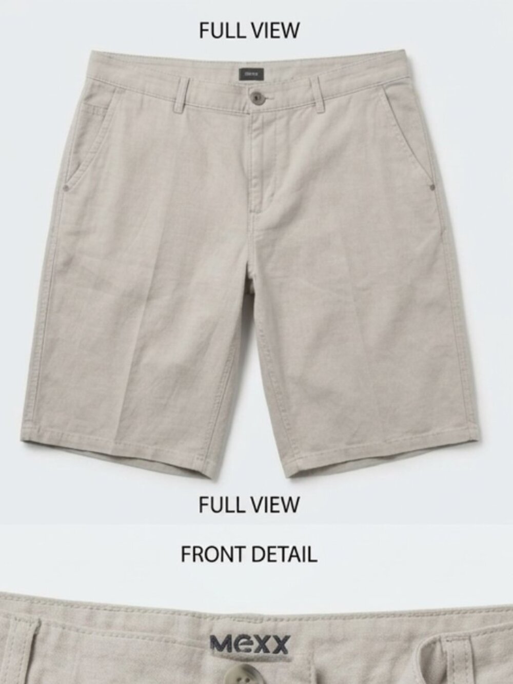 Mexx Men's Light Gray Linen-Cotton Blend Chino Shorts EUC Size 40